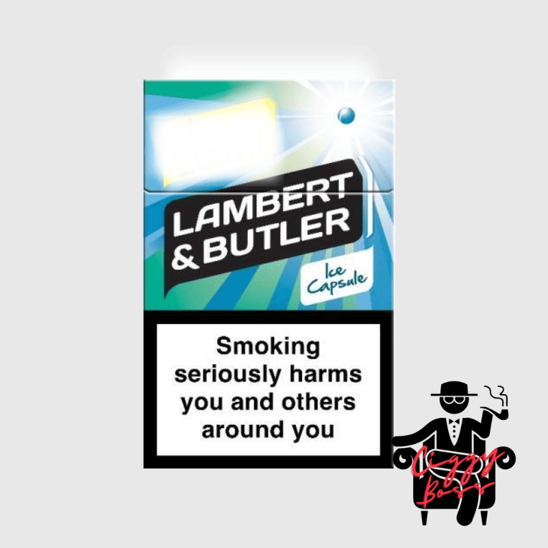 a pack of Lambert and Butler Ice Capsule cigarette with Ciggyboss.com logo at the bottom right corner.