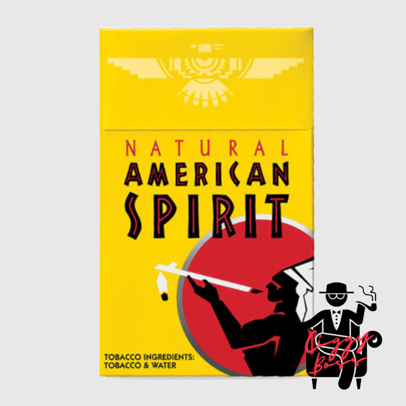 Natural American Spirit Yellow a pack of Natural American Spirit Yellow cigarette with Ciggyboss.com logo at the bottom right corner.