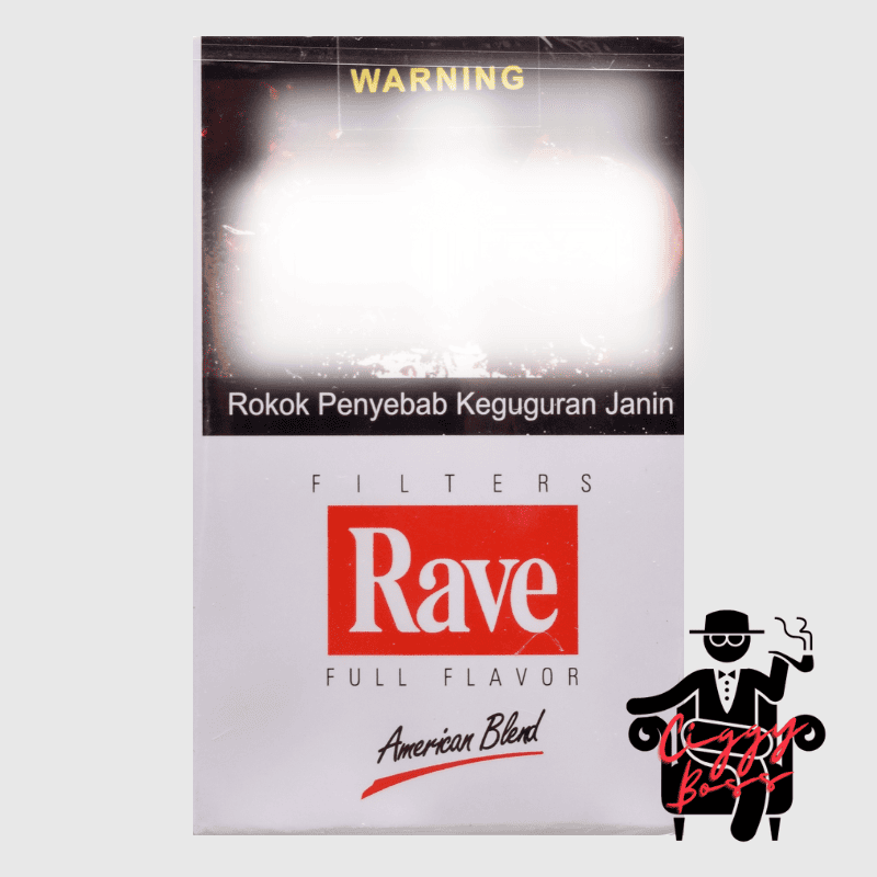 a pack of Rave Red cigarette with Ciggyboss.com logo at the bottom right corner.
