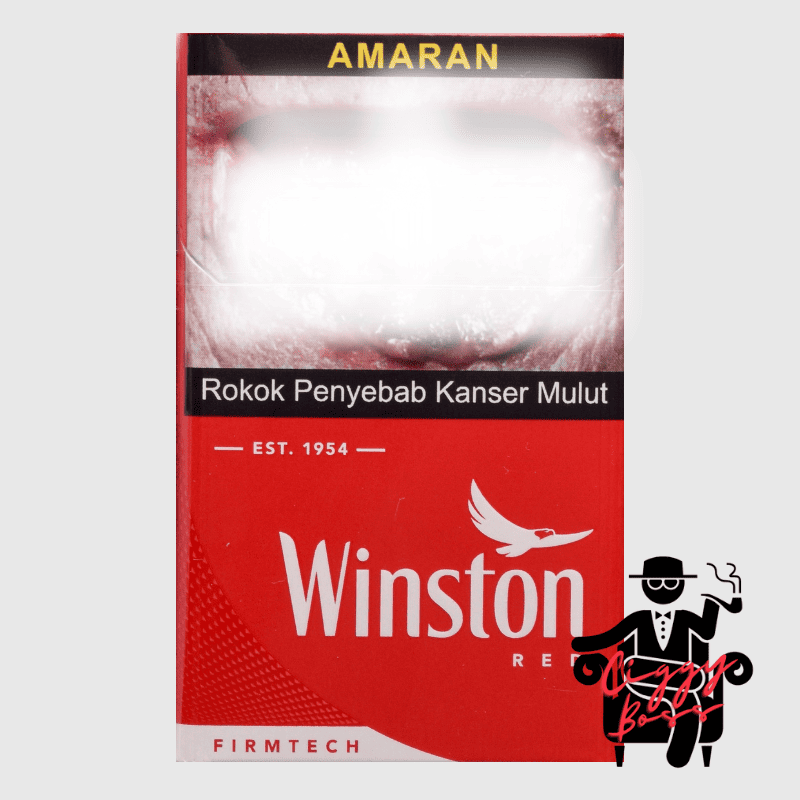 a pack of Winston Red cigarette with Ciggyboss.com logo at the bottom right corner.