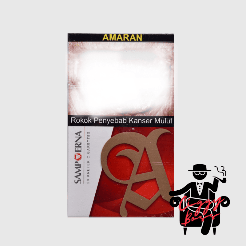 Sampoerna Red a pack of Sampoerna Red clove cigarette with Ciggyboss.com logo at the bottom right corner.